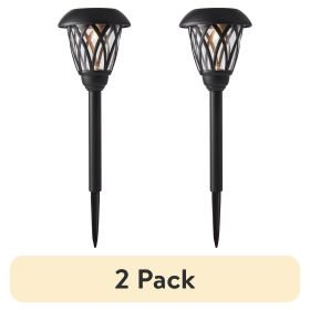 2 pack Solar Powered Black Lattice LED Landscape Pathway Light with Glass Lens, 8 Lumens