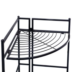 3 Tier Corner Folding Metal Corner Shelf Black