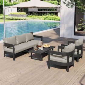 U_STYLE High-Quality Outdoor Seating Set with Thick Cushions for Ultimate Comfort, Perfect for Lawns, Patios, and Poolside (Color: as Pic)