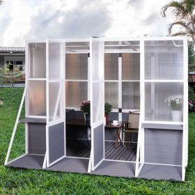 Greenhouse, Wooden Lean to Greenhouses for Outdoors, Heavy Duty Walk in Green House for Outside Winter, Large Hot House for Sunroom Storage Shed (Color: as Pic)