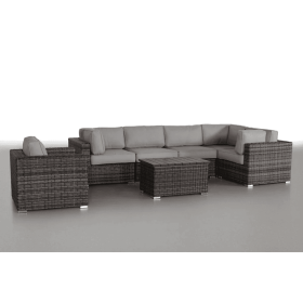 Pre-Assembled 7-Piece Rattan Sectional: Easy Outdoor Living (Color: as Pic)