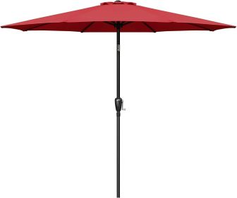 Simple Deluxe 9ft Outdoor Market Table Patio Umbrella with Button Tilt, Crank and 8 Sturdy Ribs for Garden, Red (Color: as Pic)